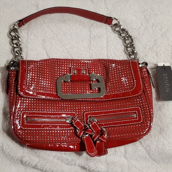 Guess Handbags - Guess Shoulder Bag- Red Patent Leather